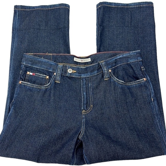 Tommy Hilfiger Straight Leg Jeans Size 12 Dark Wash Denim - Picture 1 of 15